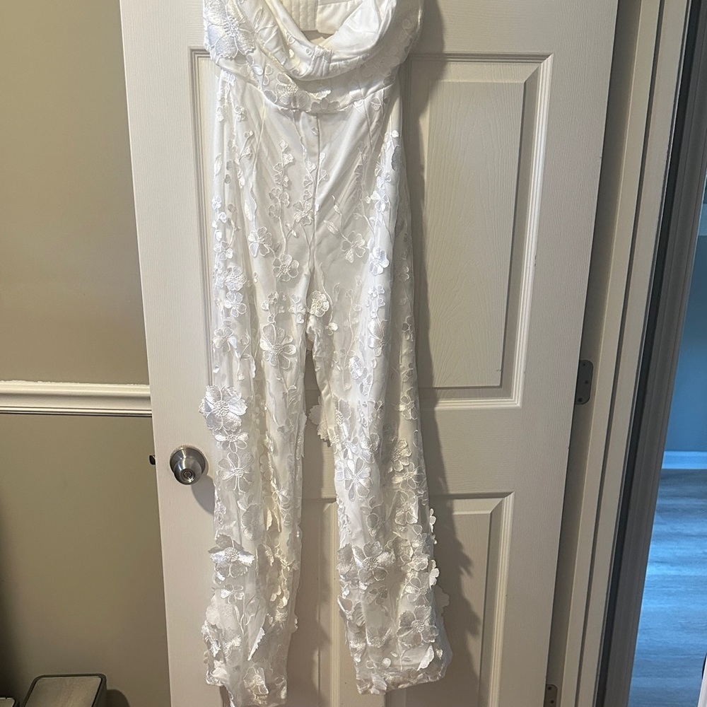 Lulu's White Lace Jumpsuit